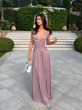 V-Neck Hollow Slit Maxi Dress